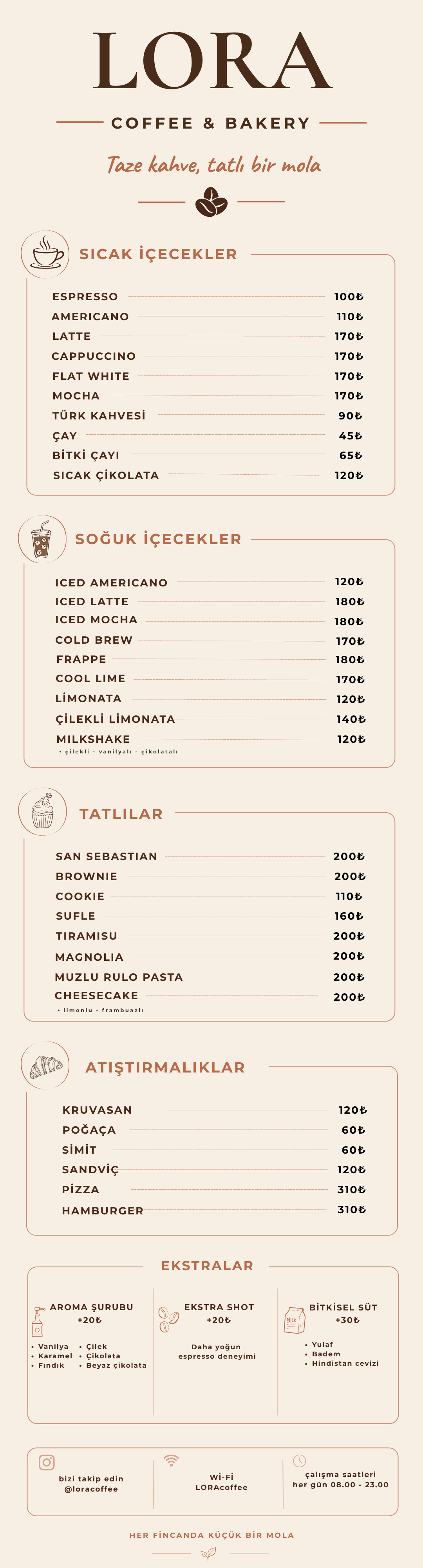 LORA Coffee & Bakery Menü